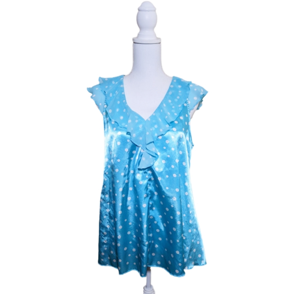 OSCAR DE LA RENTA Pink Label Polka Dot Ruffled Baby Doll/Nightgown